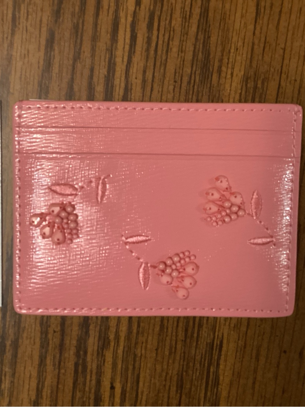 Kate Spade Floral Card Holder in Grapefruit Soda With Dust Bag, NWT - Picture 3 of 6